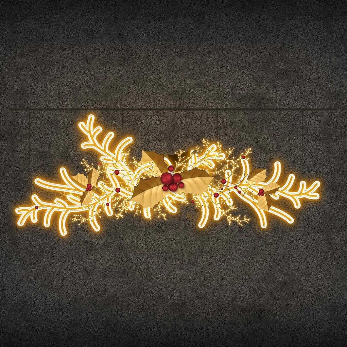 Svetelná vetva Easy Fix 2D LED, závesná, 245 × 100 × 15 cm, teplá biela, 3D tlač, zlatá
