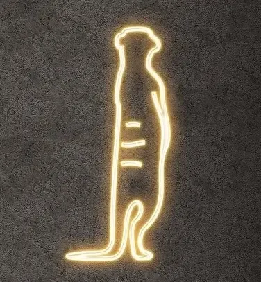 Eco Fix 2D LED svetlo Surikata, otočené dozadu, závesné, 52 × 120 × 4 cm, teplá biela, 3D tlač, zlatá