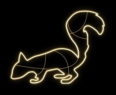 Eco Fix 2D LED svetelná veverička, na zemi, závesná, 118 × 88 × 3 cm, teplá biela, 3D tlač, zlatá