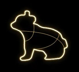 Easy Fix 2D LED Light Bear II, 100 × 80 × 40 cm, teplá biela, stojaci, 3D tlač, hliník