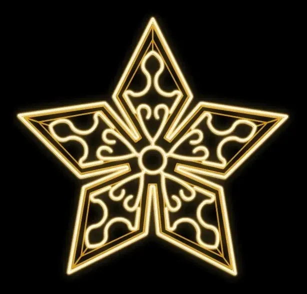 Easy Fix 2D LED svetelná hviezda Star Anise VII. s ornamentmi, závesná, Ø 200 cm, teplá biela, hliník