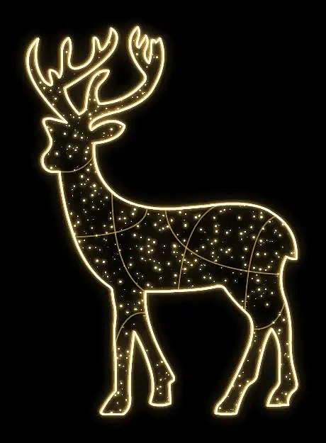 Easy Fix 2D LED svetelný jeleň, biely, 185 × 280 × 60 cm, teplá biela, stojaci, 3D tlač, hliník