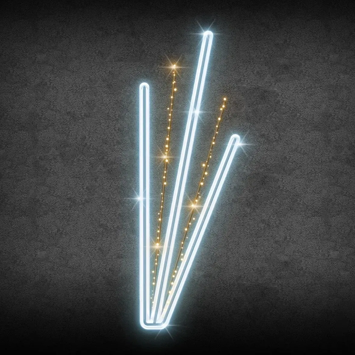 2D svetelné dekoračné lúče LED Easy Fix na verejné osvetlenie, 70 × 220 cm, ľadová a teplá biela, hliník