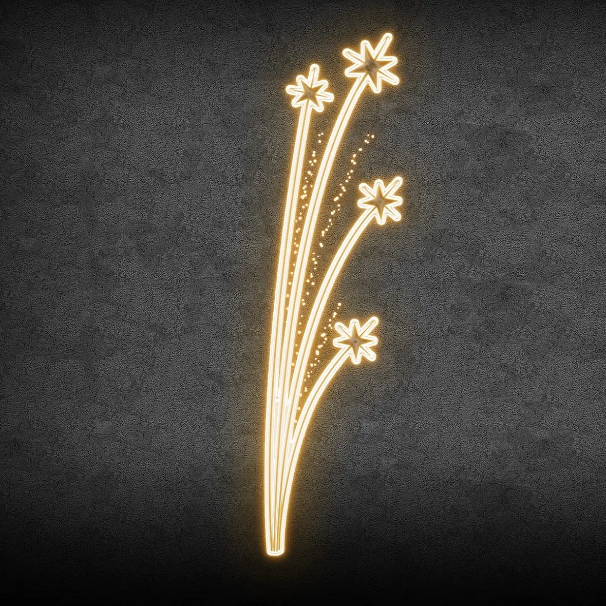 Easy Fix 2D LED svetelný dekor s hviezdami, 85 × 300 cm, teplá biela, dekoratívne verejné osvetlenie, hliník