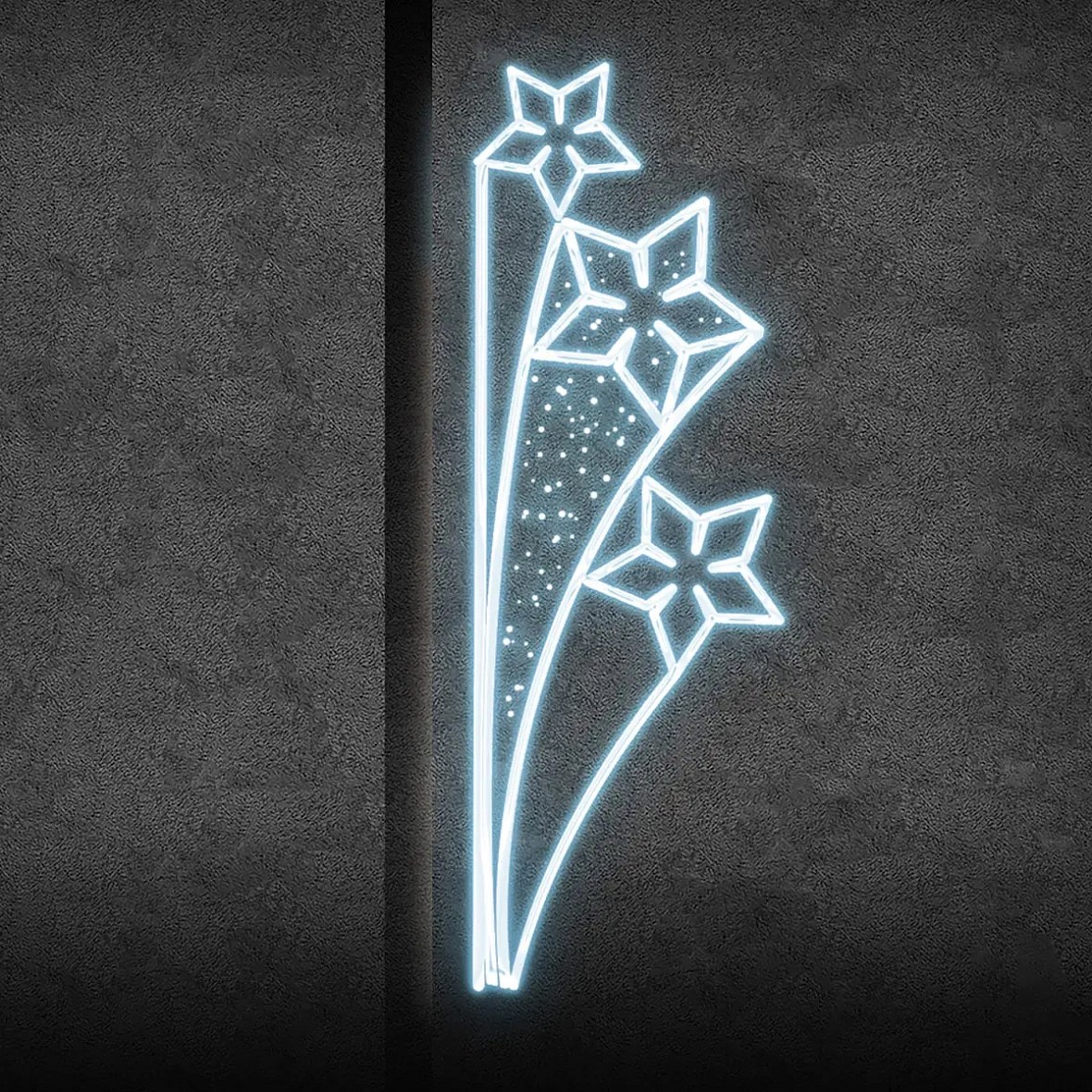Easy Fix 2D LED svetelný dekor hviezda aníz, 80 × 240 cm, ľadovo biela, dekor pre verejné osvetlenie, hliník