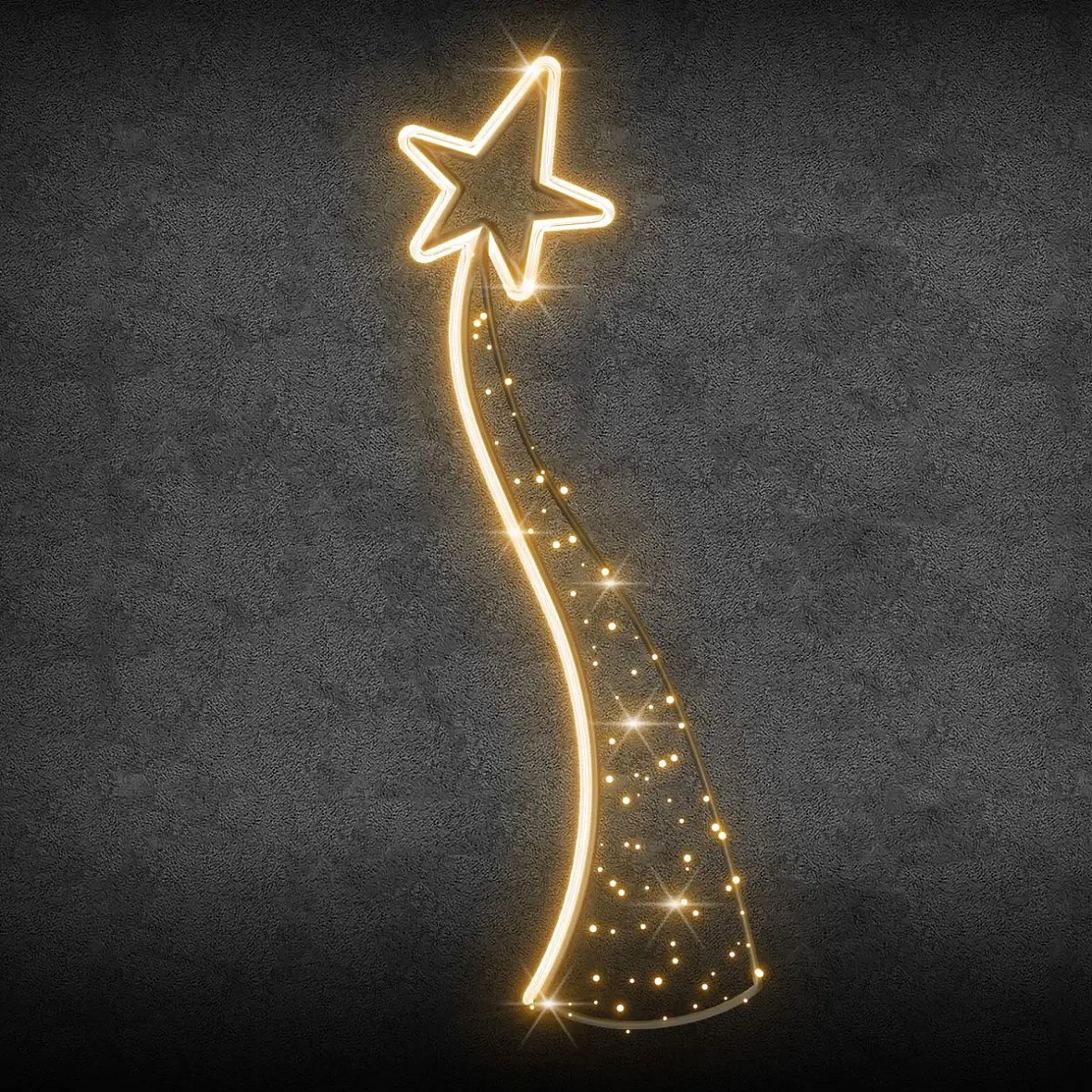 Easy Fix 2D LED svetelný dekor kométa, 60 × 170 cm, teplá biela, dekoratívne verejné osvetlenie, hliník