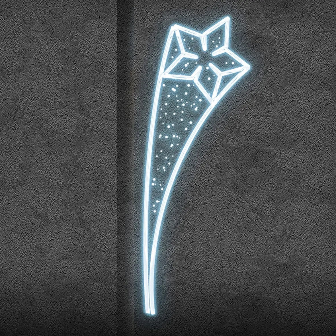 Easy Fix 2D LED svetelný dekor hviezda aníz, 50 × 140 cm, ľadovo biely, dekor pre verejné osvetlenie, hliník