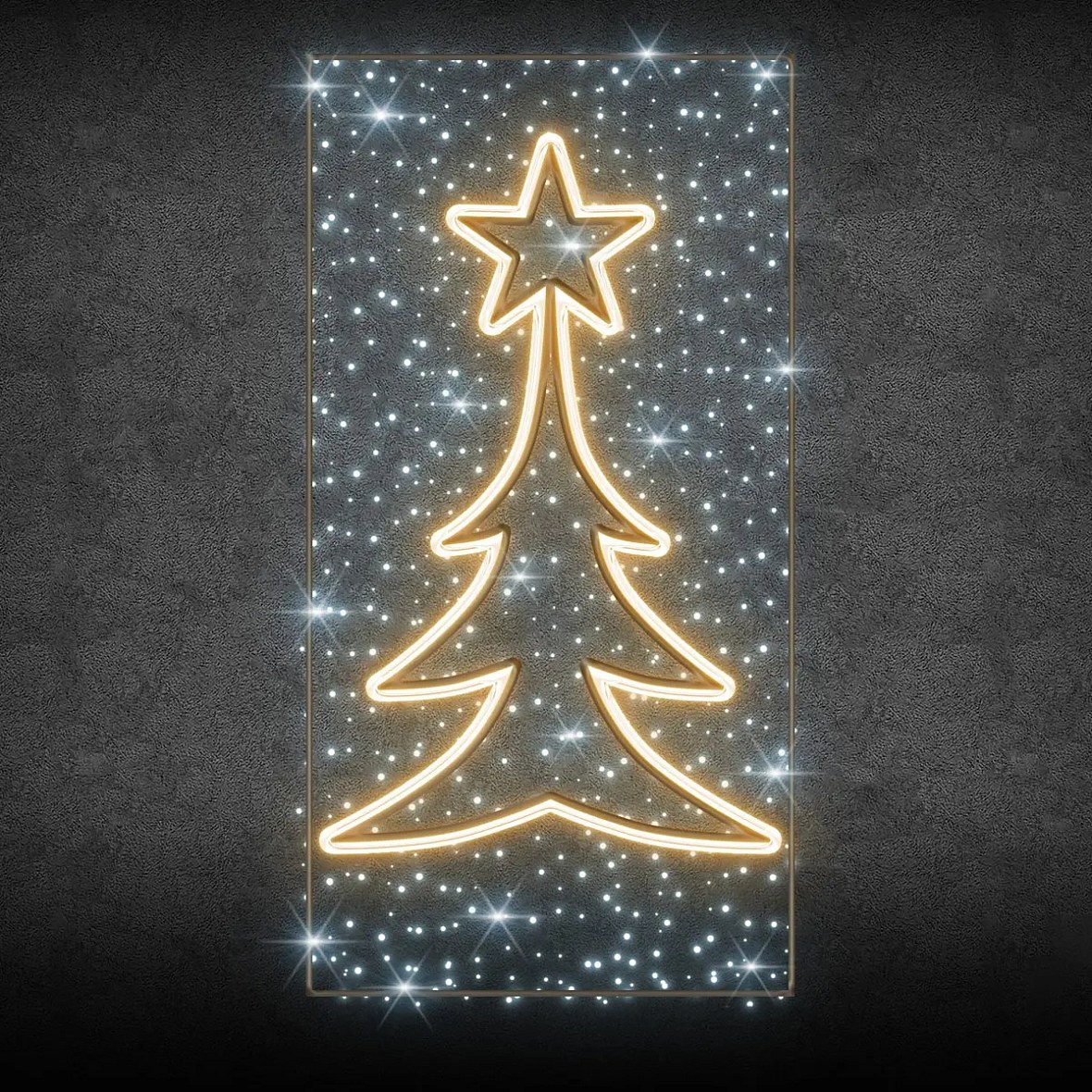 Svetelný dekor Easy Fix 2D LED pre stĺp verejného osvetlenia, 150 × 300 cm, ľadová a teplá biela, hliník