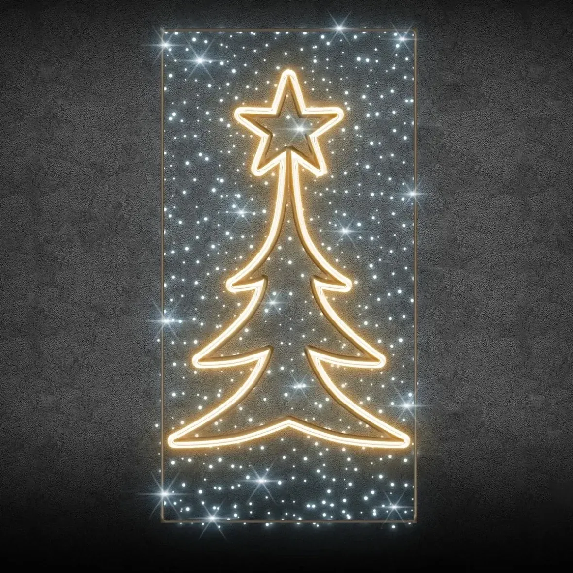 Svetelný dekor Easy Fix 2D LED pre stĺp verejného osvetlenia, 150 × 300 cm, ľadová a teplá biela, hliník