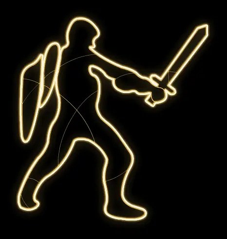 Easy Fix 2D LED svetelný rytier I., 200 x 180 x 59 cm, teplá biela, stojaca, 3D tlač