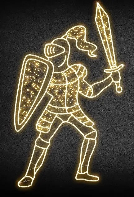 Eco Fix 2D LED Light Knight, 135 × 210 × 60 cm, teplá biela, stojaci, 3D tlač