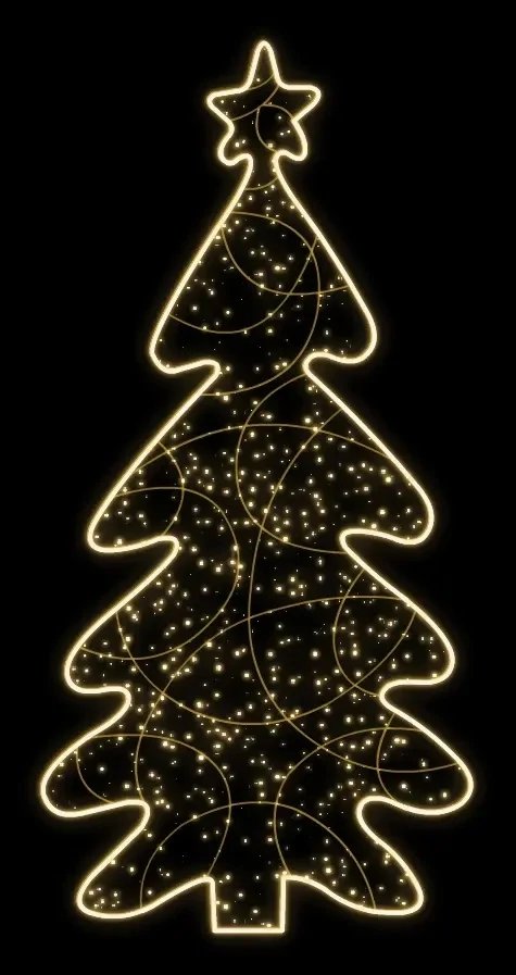 2D svetelný stromček LED Easy Fix, 235 × 135 × 60 cm, teplá biela, stojaci, 3D tlač
