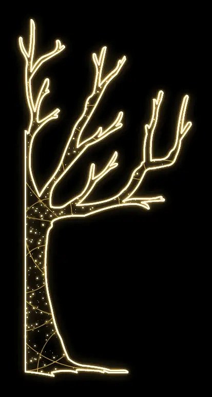 2D svetelný stromček LED Easy Fix, pravý, 120 × 245 × 60 cm, teplá biela, stojaci, 3D tlač
