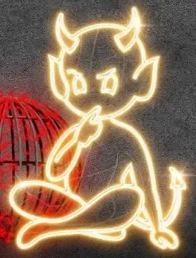 2D LED svetelný diabol III, 66 × 90 cm, teplá biela, stojaci, 3D tlač
