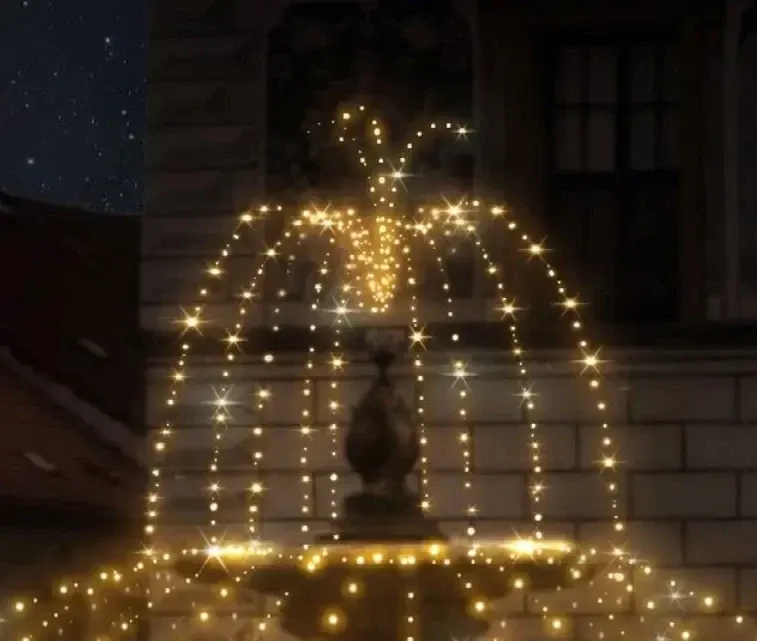 Easy Fix 3D LED svetelná fontána, horná časť, Ø 200 cm, teplá biela s bleskom, hliník