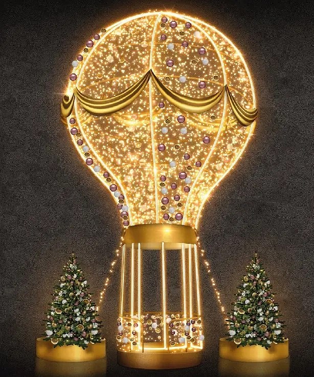 Svetelný balón Eco Fix 3D LED, 800 × 400 × 400 cm, teplá biela, stojaci, hliník