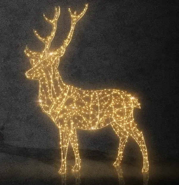 Eco Fix 3D LED svetlo jeleň 500 cm, ľadovo biela, hliník