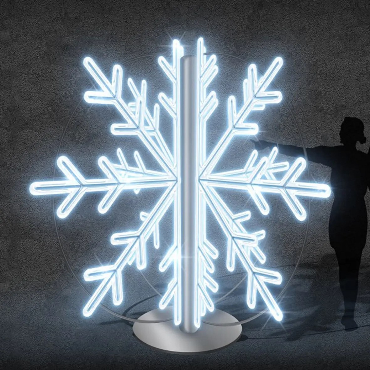 3D LED svetelný reflektor Eco Fix 227 × 230 × 227 cm, ľadovo biely, stojaci, hliník
