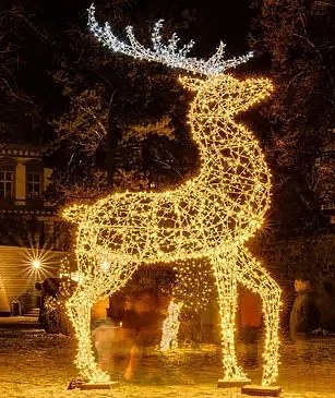 3D LED svetelný sob 450 cm ľadovo biely, teplá biela a ľadovo biele parohy, hliník