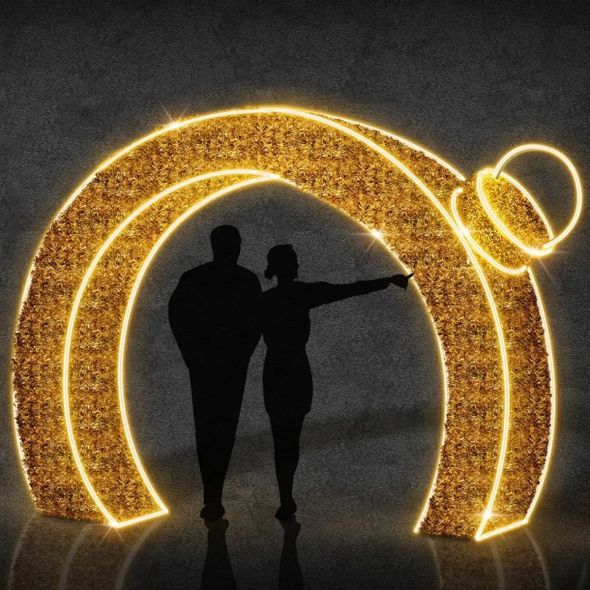Ozdoba svetelnej brány Easy Fix 3D LED, 250 × 305 × 40 cm, teplá biela, stojaca, hliník