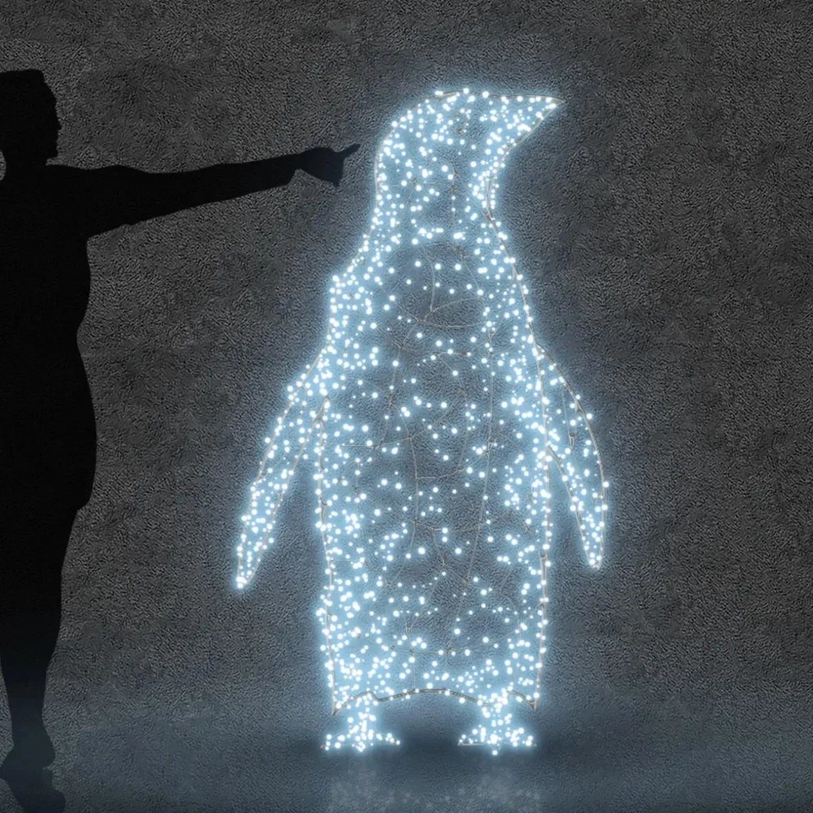 Eco Fix 3D LED svetlo tučniak, 160 cm, studená biela s bleskom, hliník