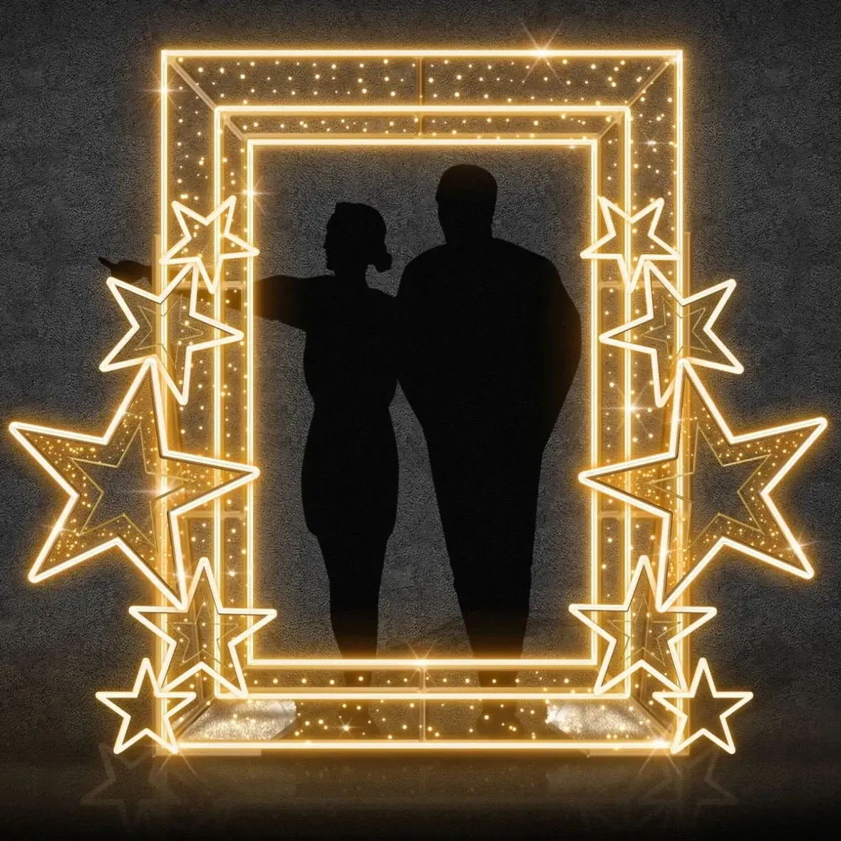 2D svetelný rám LED, 255 × 220 cm, teplá biela, hliník