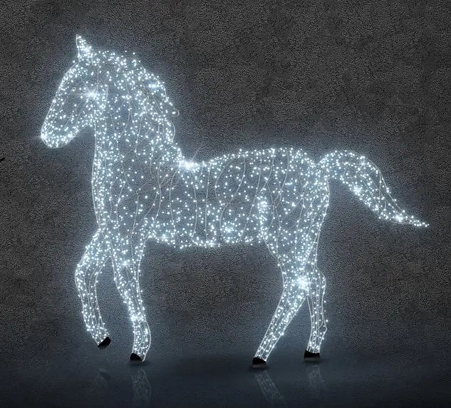 Svetelný kôň Eco Fix 3D LED s otočnou hlavou, 250 cm, ľadovo biely, hliník