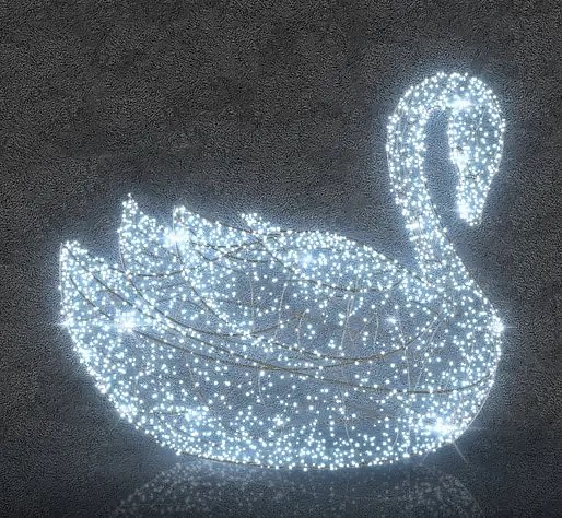 3D LED svetlo labuť B 160 cm, ľadovo biela, 36 V, 2 diely