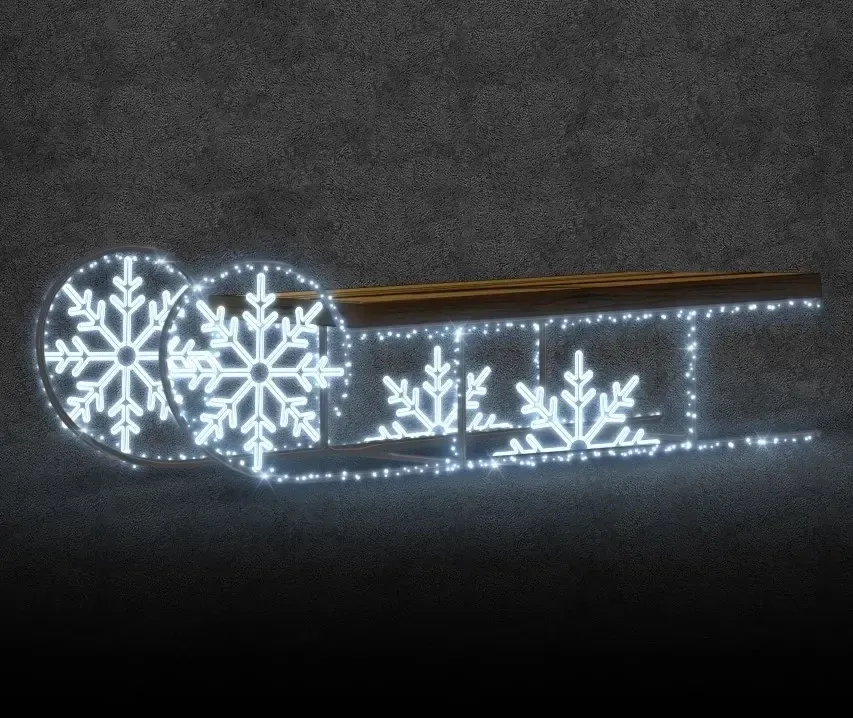 3D LED svetelné sane Eco Fix, 230 × 95 × 50 cm, ľadovo biela, stojace, hliník