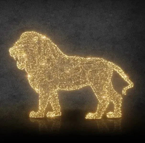 Eco Fix 3D LED svetelný lev, 160 cm, teplá biela s kryštálmi, hliník
