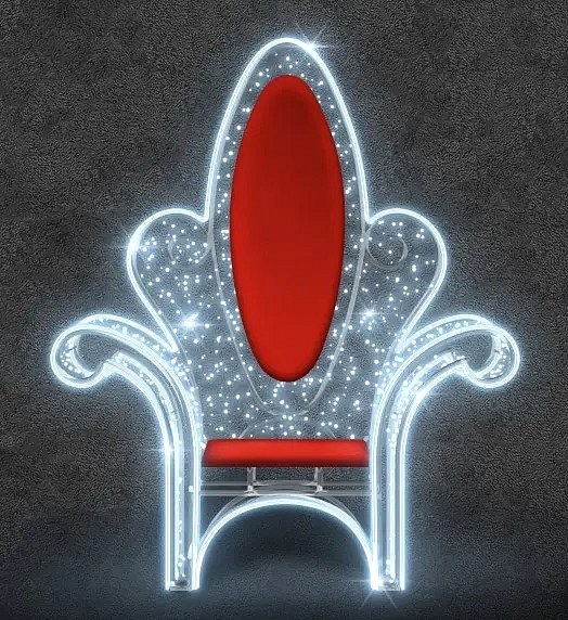 3D LED svetelný trón, 120 × 160 × 50 cm, ľadovo biely s bleskom, 36 V