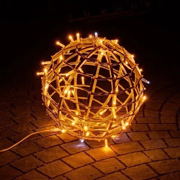 3D LED svetelná guľa, priemer 100 cm, teplá biela s bleskom, 230 V, 24,5 W, 6 kg, 2 diely