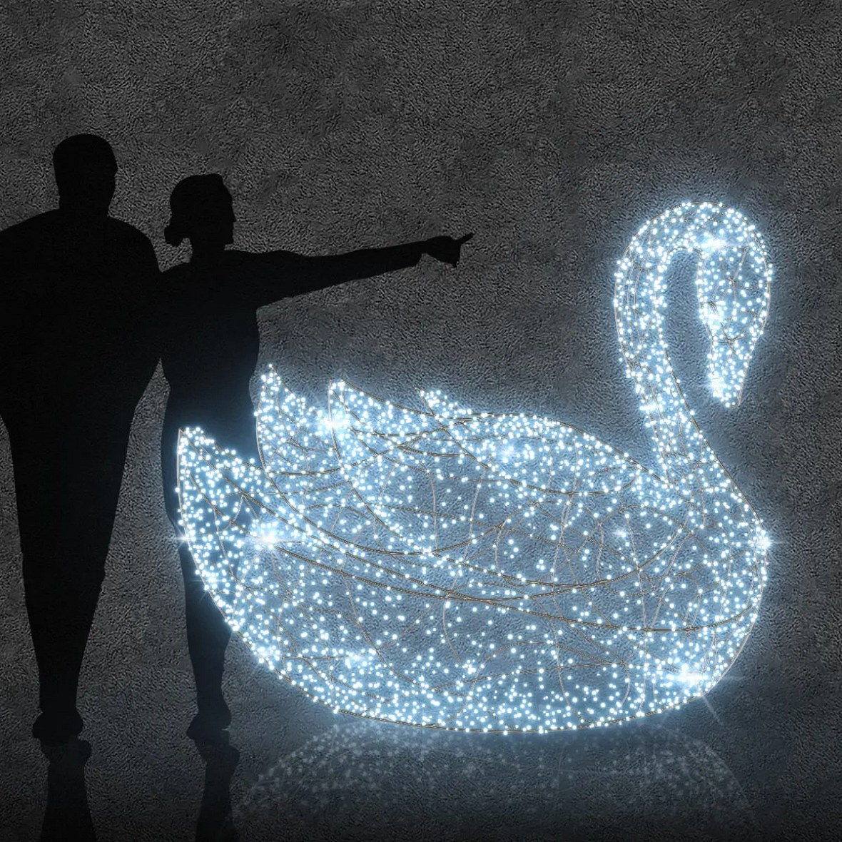 3D LED svetlo labuť 220 × 160 × 100 cm ľadovo biela, 36 V, 40 W, 17,2 kg, 2 diely