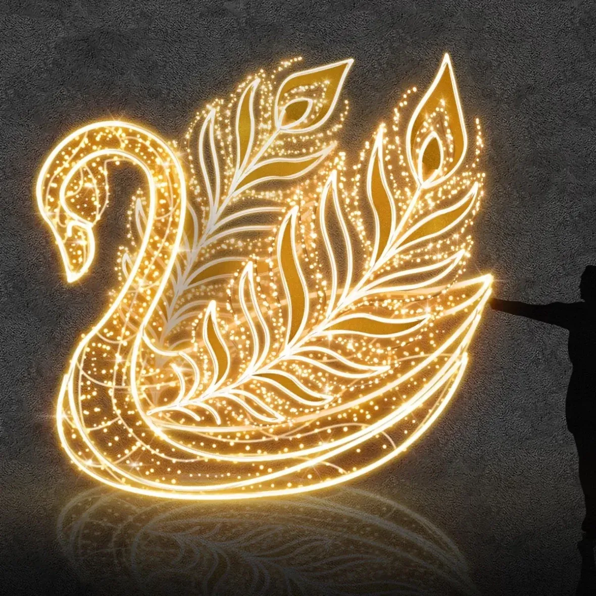 3D LED svetlo labuť 400 × 350 × 220 cm, teplá biela, 36 V, 168,5 W, 7 dielov