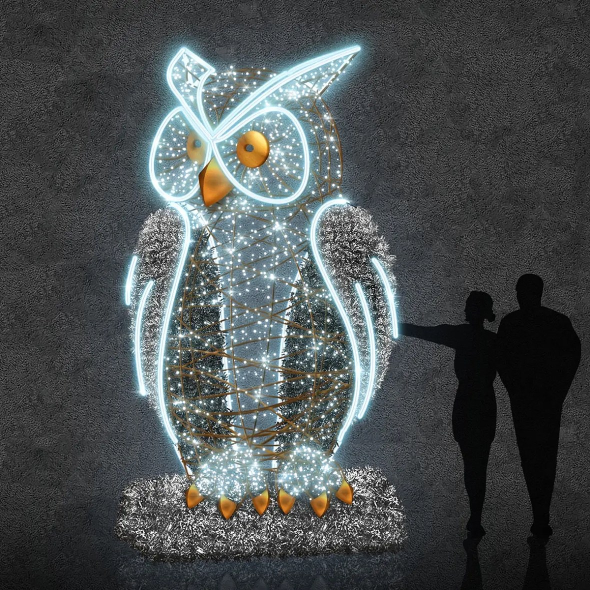 Eco Fix 3D LED svetelná sova 350 cm, ľadovo biela, hliník