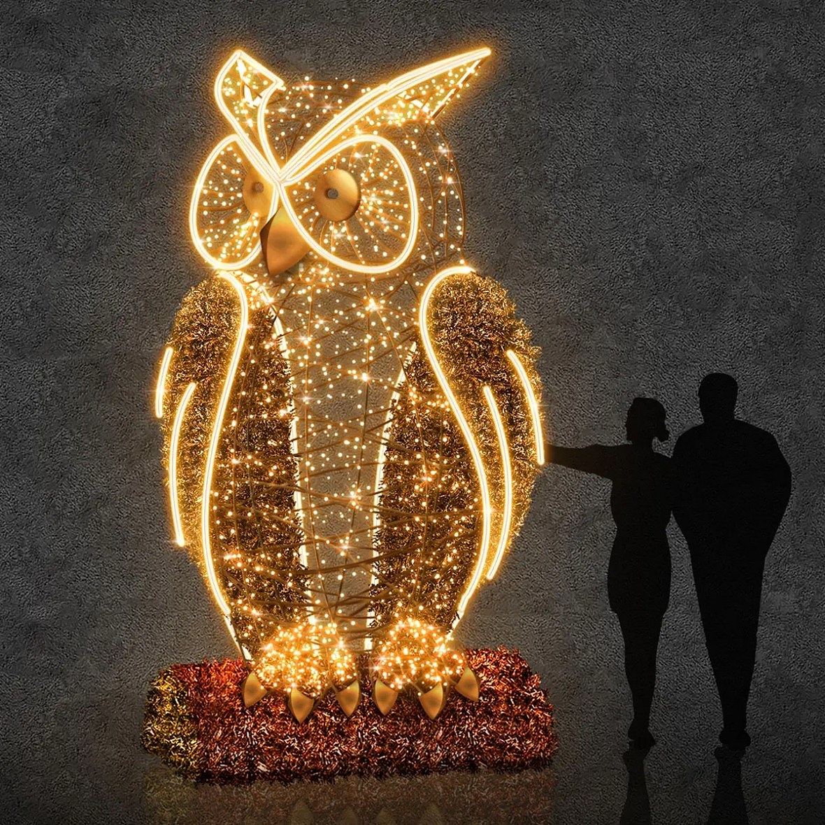 Eco Fix 3D LED svetlo sova, 350 cm, teplá biela, hliník