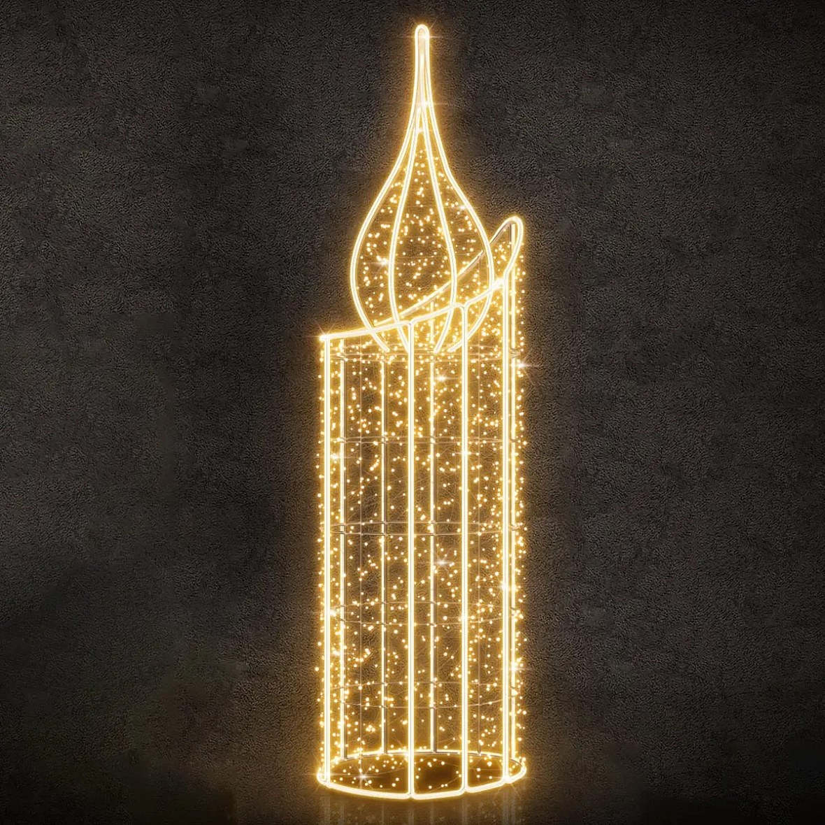3D LED sviečka Eco Fix, 70 × 250 × 70 cm, teplá biela, hliník