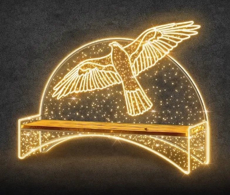 3D LED svetelná lavica, 210 × 180 × 50 cm, teplá biela, 36 V, 38,5 W, 3 diely
