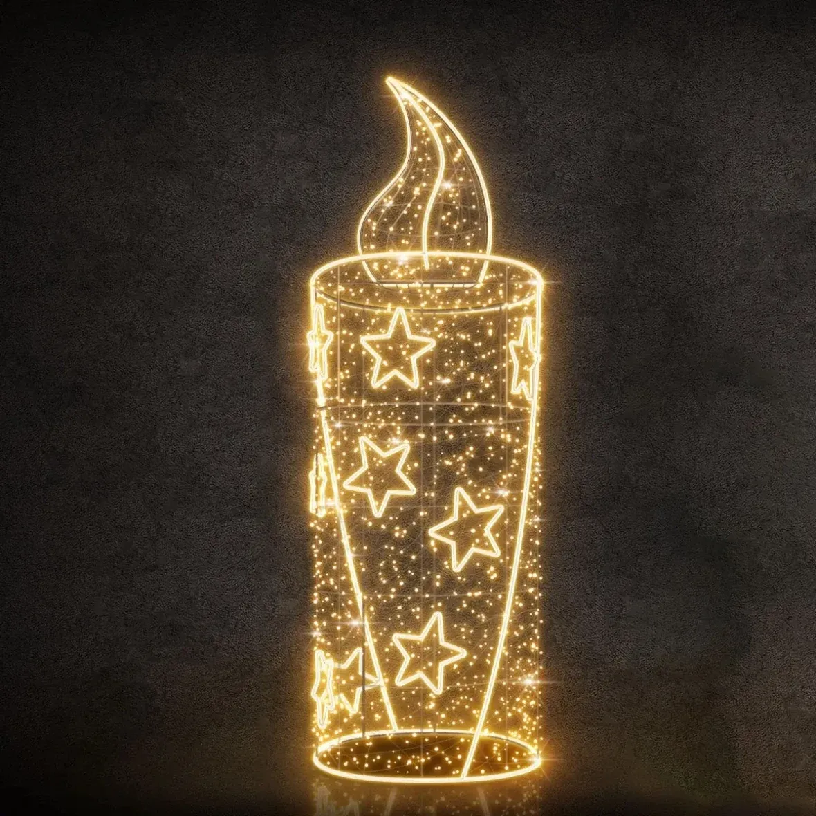 Svetelná sviečka LED Easy Fix 3D, 250 × 80 cm, teplá biela s bleskom, hliník