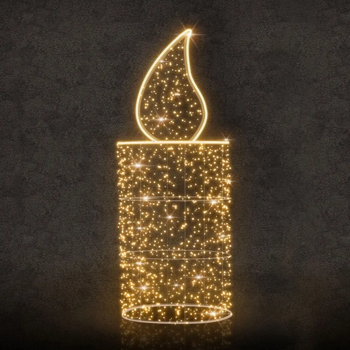3D LED sviečka, 75 × 230 × 75 cm, teplá biela, 230 V, 89 W, 16 kg