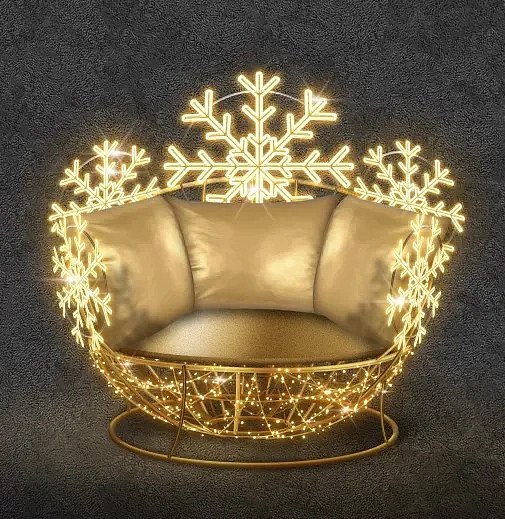 LED svetlo na sedenie, 150 x 160 x 150 cm, teplá biela, 36V/230V, 155 W, 33,8 kg, zo 6 dielov