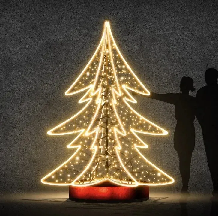 Eco Fix 3D LED stromček so šiestimi ramenami, 170 × 250 × 170 cm, teplá biela, hliník