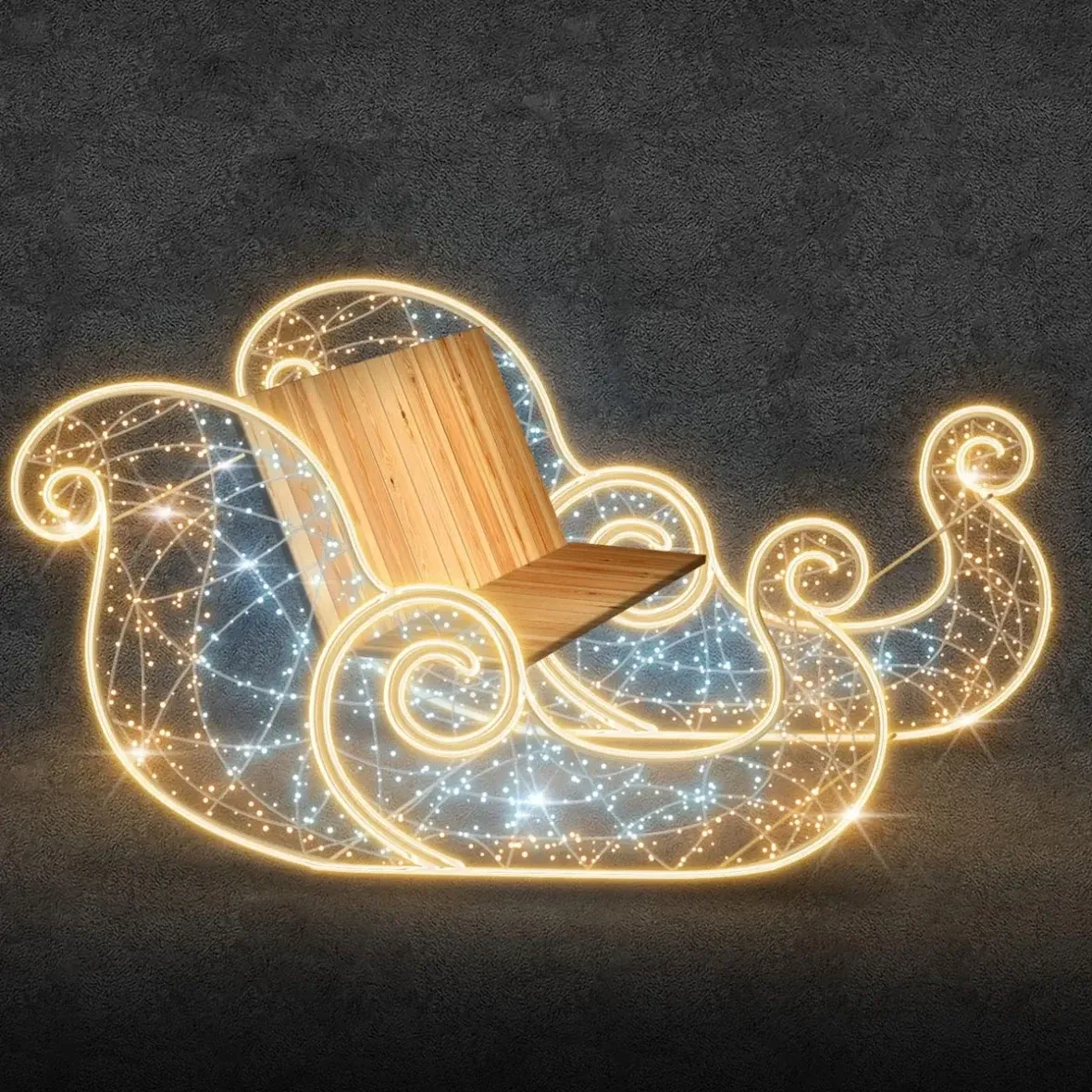 3D LED svetelné sane Eco Fix, ľadová a teplá biela, stojace, hliník