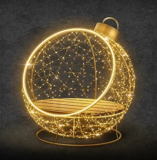 3D LED svetelná ozdoba stoličky, 130 cm, teplá biela, 36 V, 30 W, 31,4 kg, v 2 častiach