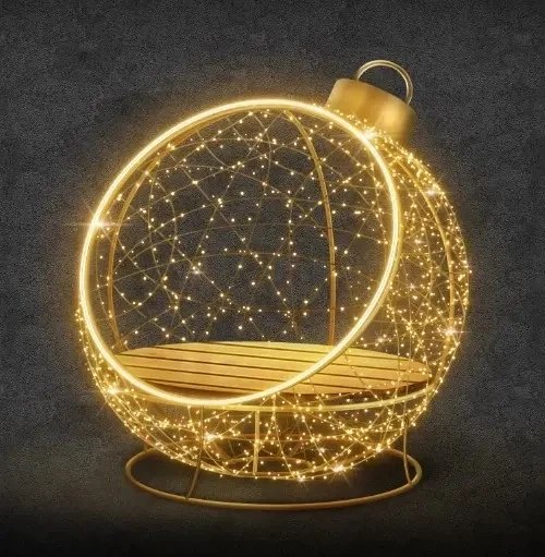 3D LED svetelná ozdoba stoličky, 130 cm, teplá biela, 36 V, 30 W, 31,4 kg, v 2 častiach