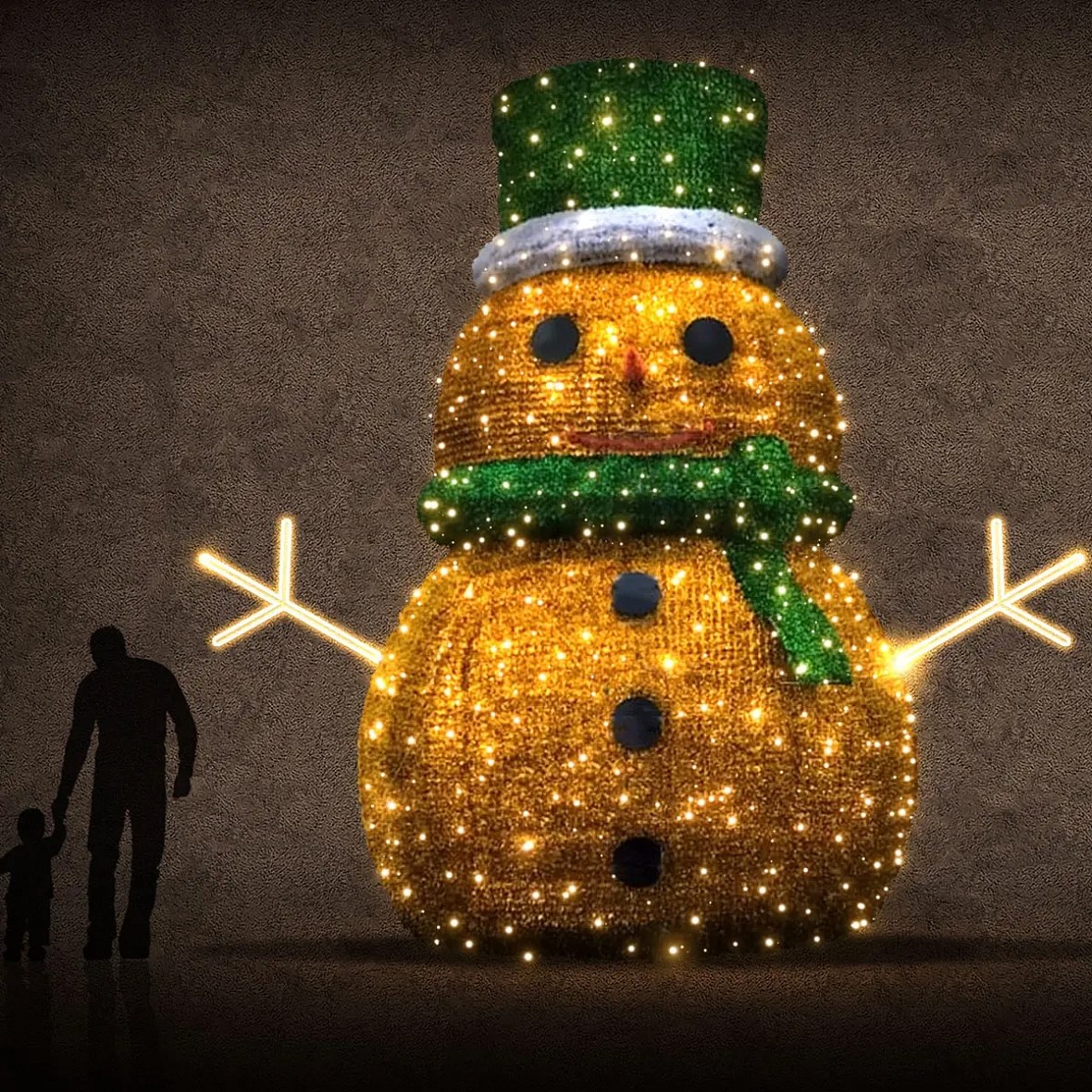 3D LED svetlo snehuliaka Eco Fix, 600 × 240 cm, teplá biela, hliník