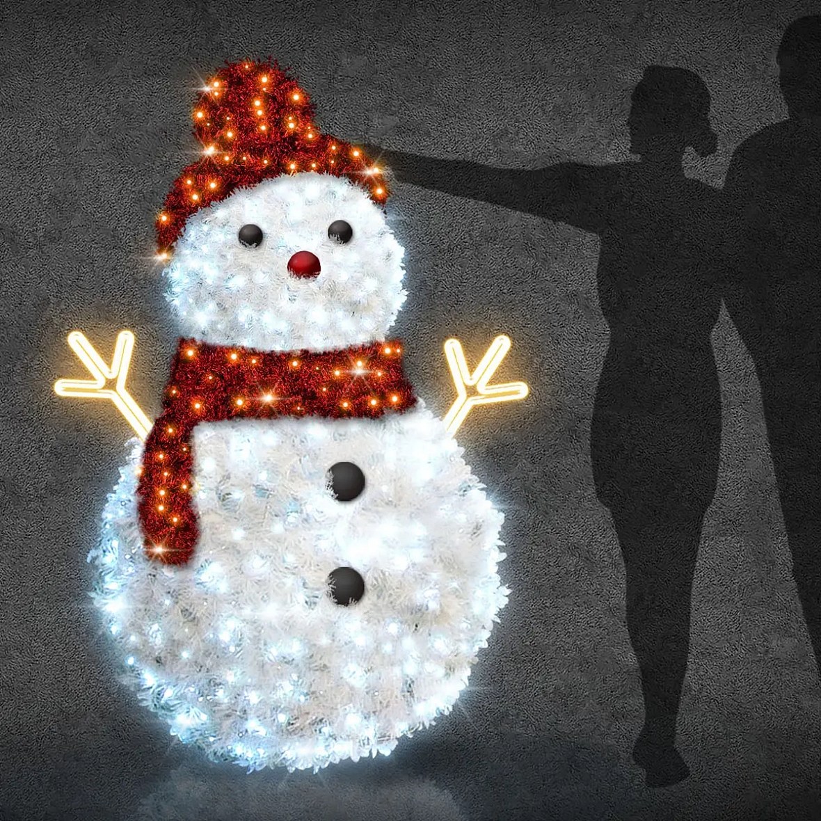 Easy Fix 3D LED svetlo snehuliaka 160 cm, ľadová a teplá biela, hliník