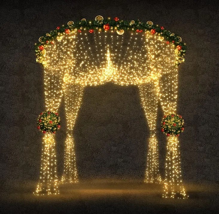 Svetelný baldachýn LED, 315 x 280 x 315 cm, teplá biela, 36 V, 92,4 W, 7 dielov
