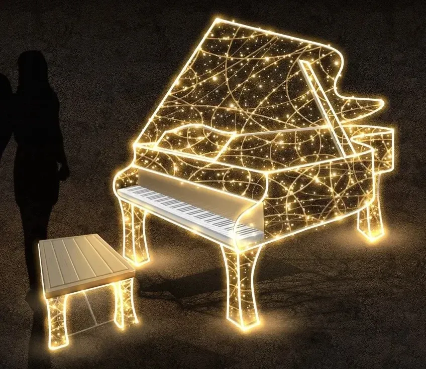 LED svetelné piano s výpletom, 280 x 160 x 120 cm, teplá biela, 36 V, 115 W, 68,2 kg, 2 diely
