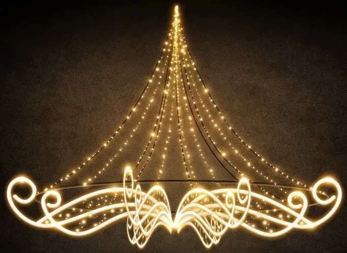 3D LED luster, 360 x 250 x 360 cm, teplá biela, 230/36V